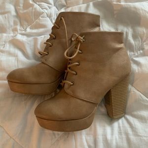 Tan bootie heels